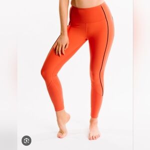 Zyia Active Burnt Orange Ribbed Premium 7/8 Leggings Size 16-18